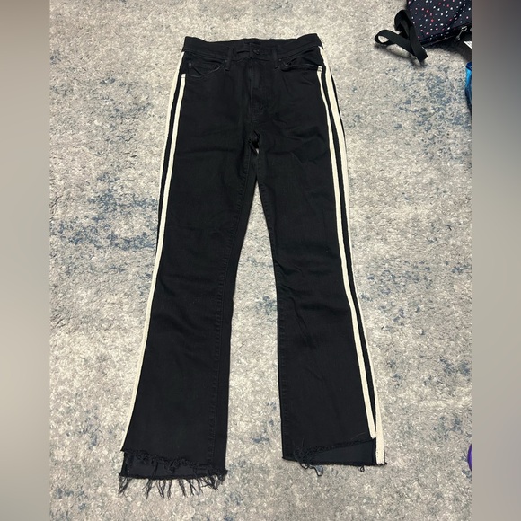 Mother Insider Crop Step Fray Jean In Guilty Racer Black 26 - Picture 2 of 7